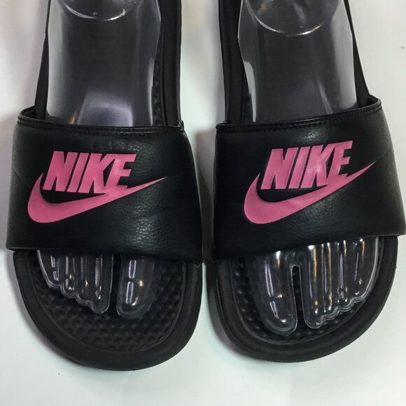 Nike Benassi JDI Slide Sandals Women's Size 9 Flip Flop Black Pink 343881-061 - Picture 5 of 9